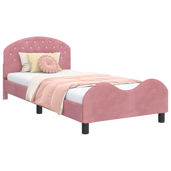 vidaXL Cadre de lit pour enfants avec t&ecirc;te de lit Rose 80 x 200 cm