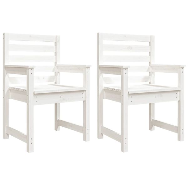 vidaXL Chaises de jardin lot de 2 blanc 60x48x91 cm bois massif de pin