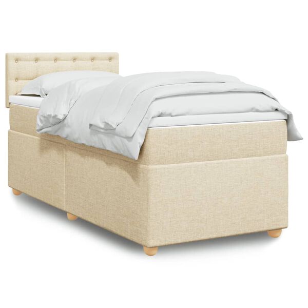 vidaXL Sommier &agrave; lattes de lit avec matelas Cr&egrave;me 100x200 cm Tissu