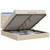 vidaXL Lit coffre avec matelas et LED Cr&egrave;me 140 x 190 cm Tissu