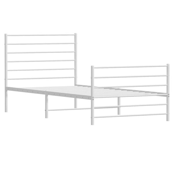 vidaXL Cadre de lit m&eacute;tal sans matelas avec pied de lit blanc 80x200cm