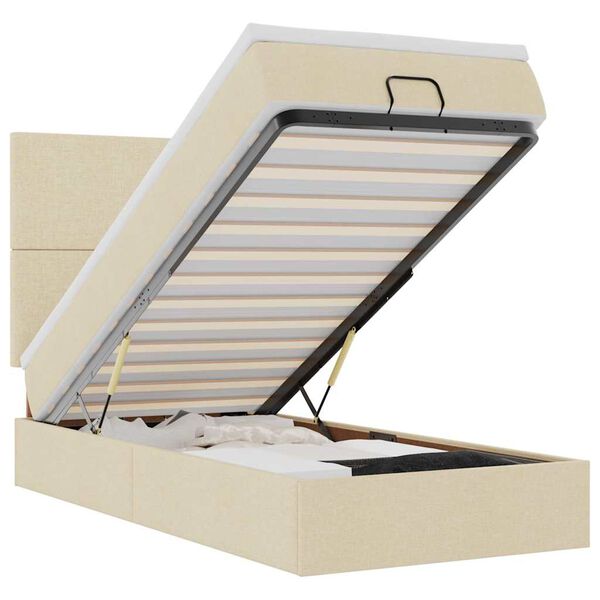 vidaXL Cadre de lit ottoman avec matelas cr&egrave;me 100x200cm tissu