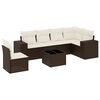 vidaXL Salon de jardin avec coussins 7 pcs marron r&eacute;sine tress&eacute;e