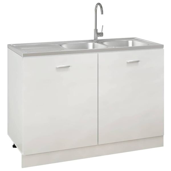 vidaXL &Eacute;vier de cuisine &agrave; double &eacute;vier argent&eacute; 1200x600x155 mm inox