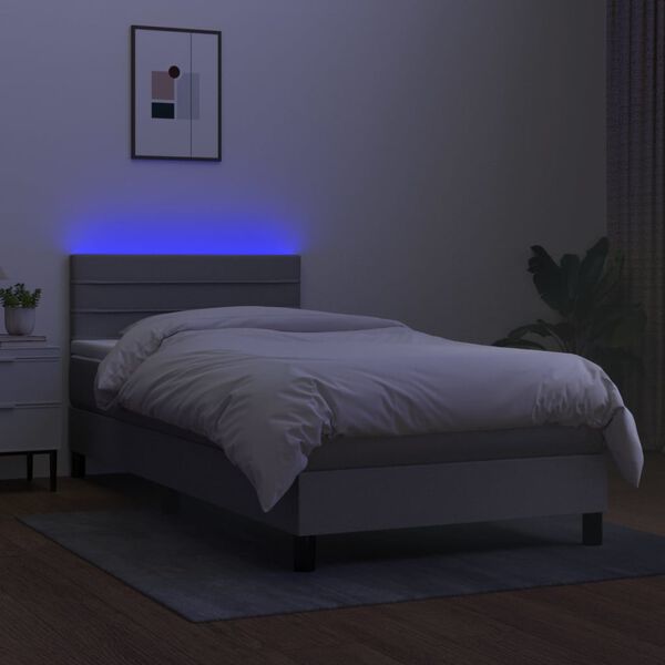 vidaXL Sommier &agrave; lattes de lit matelas LED Gris clair 100x200 cm Tissu