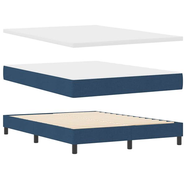vidaXL Lit &agrave; ressorts avec matelas Bleu 200 x 140 cm Polyester