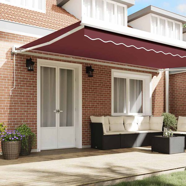 vidaXL Auvent r&eacute;tractable automatique bordeaux 500x300 cm
