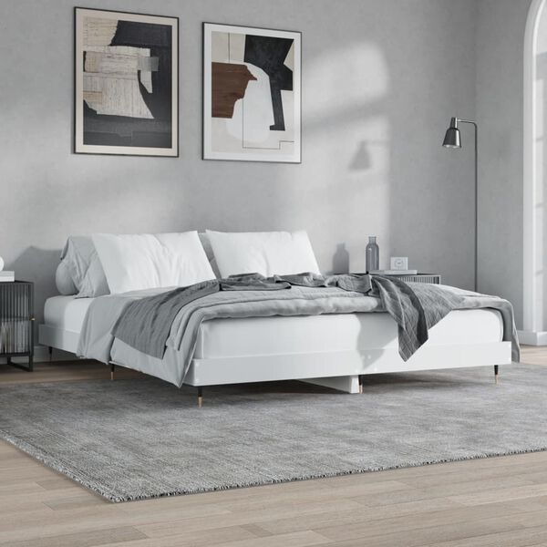 vidaXL Cadre de lit sans matelas blanc 140x200 cm bois d'ing&eacute;nierie