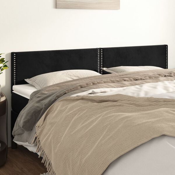 vidaXL T&ecirc;tes de lit 2 pcs Noir 100x5x78/88 cm Velours