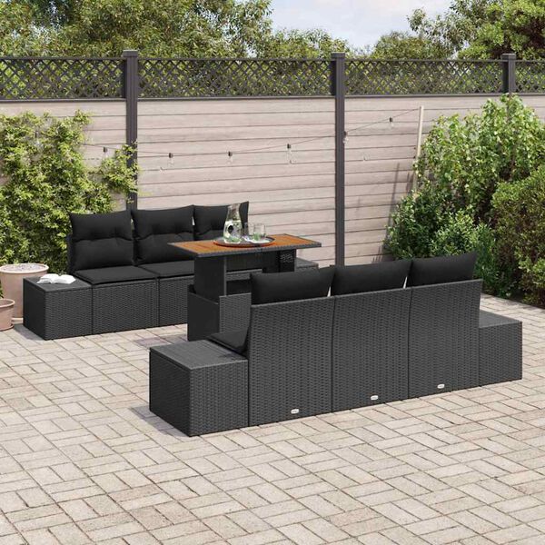 vidaXL Ensemble de salle &agrave; manger pour jardin 7 pcs Noir et Marron