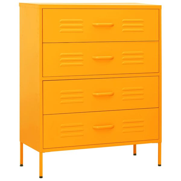 vidaXL Commode Jaune moutarde 80x35x101,5 cm Acier