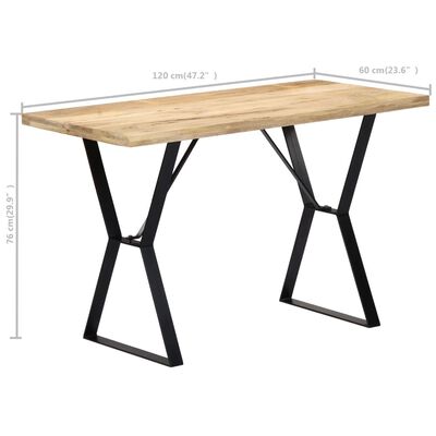 vidaXL Table de salle à manger 120x60x76 cm Bois solide de manguier