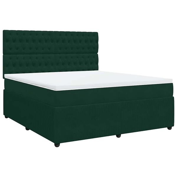 vidaXL Sommier &agrave; lattes de lit et matelas Vert fonc&eacute; 180x200cm Velours