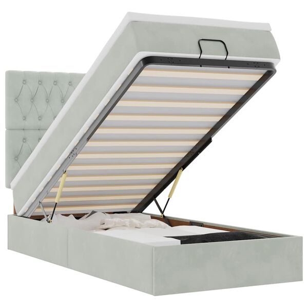 vidaXL Cadre de lit ottoman et matelas gris clair 90x190 cm velours