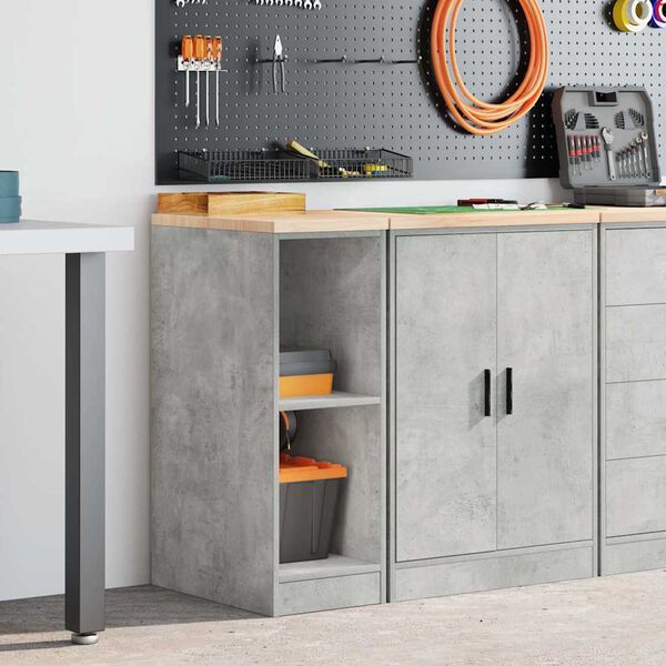 vidaXL Armoire de rangement de garage gris béton 30x51x85 cm bois pin