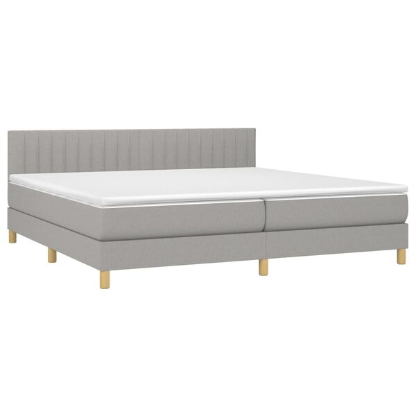 vidaXL Sommier &agrave; lattes de lit avec matelas Gris clair 200x200cm Tissu