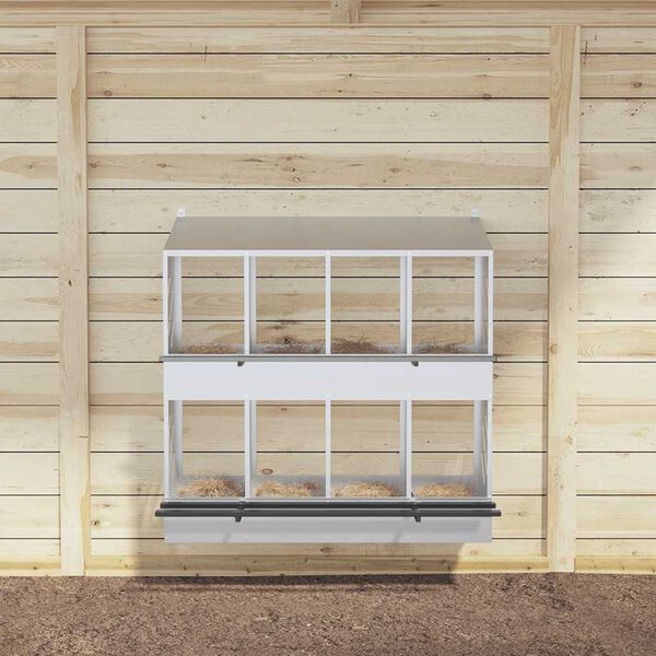 vidaXL Nichoir de poules avec 8 compartiments m&eacute;tal argent&eacute; galvanis&eacute;