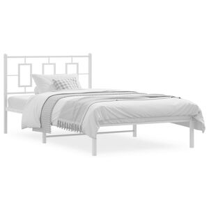 vidaXL Cadre de lit m&eacute;tal sans matelas et t&ecirc;te de lit blanc 107x203 cm