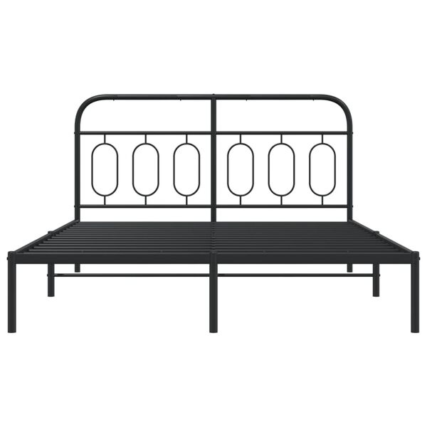 vidaXL Cadre de lit métal sans matelas avec tête de lit noir 150x200cm