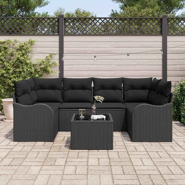vidaXL Ensemble de canap&eacute; de jardin Noir 55 x 55 x 37 cm polyrotin