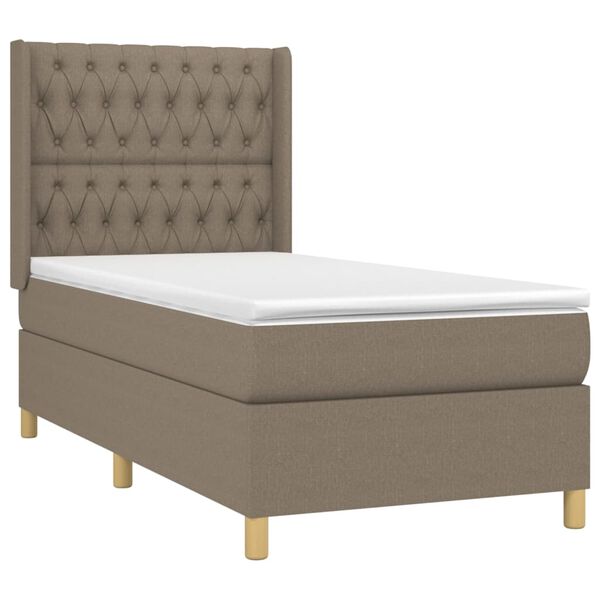 vidaXL Sommier à lattes de lit matelas et LED Taupe 100x200 cm Tissu