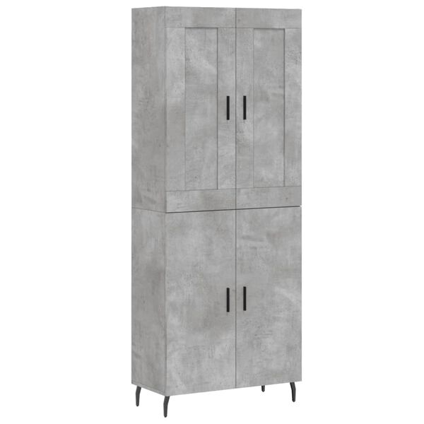 vidaXL Buffet haut Gris b&eacute;ton 69,5x34x180 cm Bois d'ing&eacute;nierie