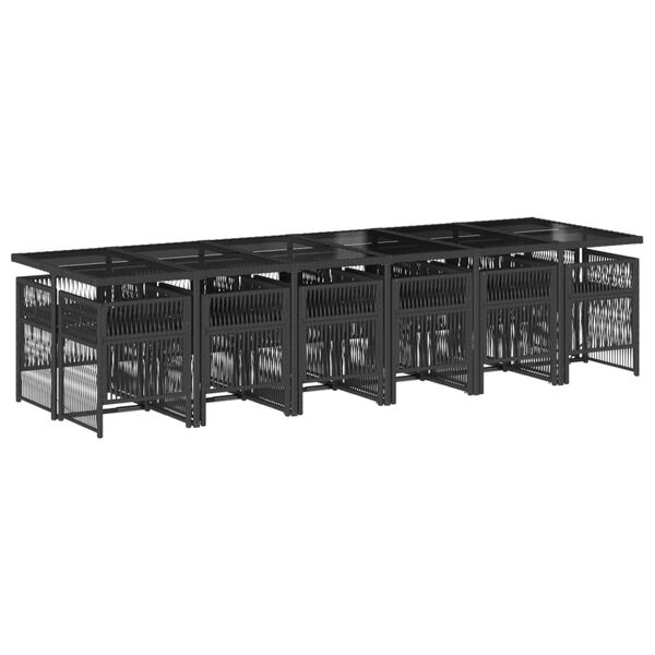 vidaXL Ensemble &agrave; manger de jardin 13 pcs coussins noir r&eacute;sine tress&eacute;e