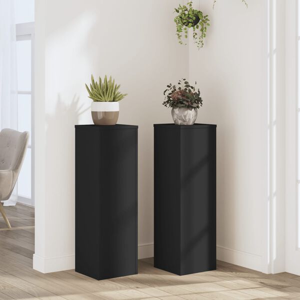 vidaXL Supports pour plantes 2 pcs noir 25x25x80 cm bois d'ing&eacute;nierie
