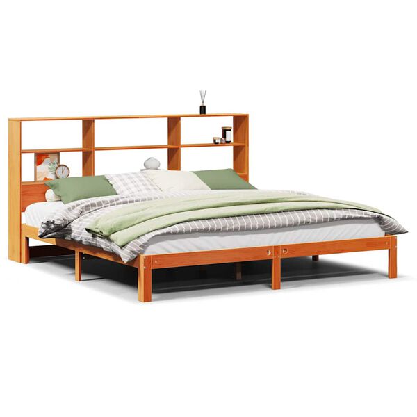 vidaXL Lit biblioth&egrave;que sans matelas cire marron 180x200 cm pin massif