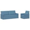 vidaXL Ensemble de Canap&eacute;s 2 pcs Bleu Tissu en velours c&ocirc;tel&eacute;