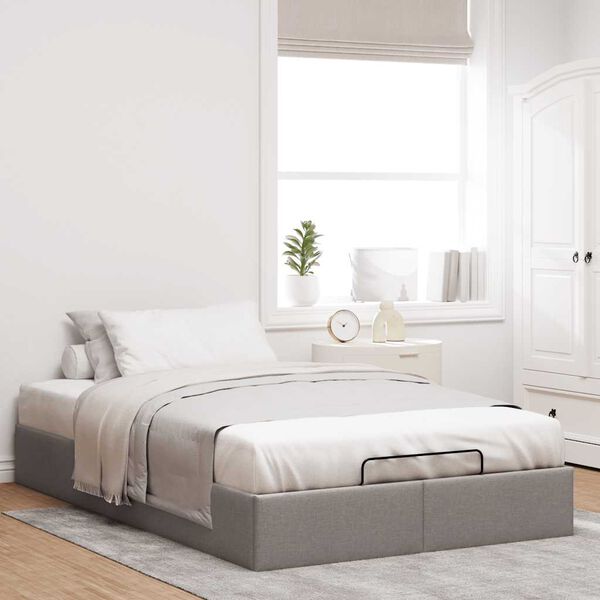 vidaXL Cadre de lit ottoman sans matelas taupe 120x190 cm tissu