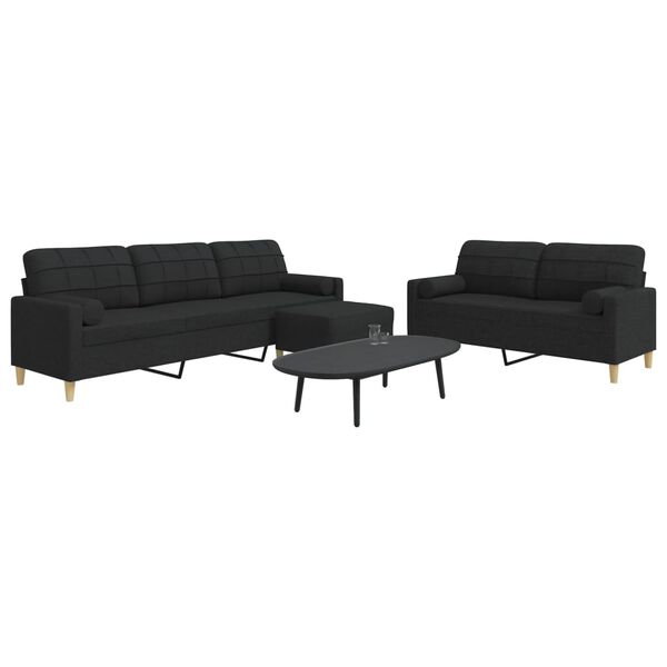 vidaXL Ensemble de canap&eacute;s 3 pcs repose-pied et coussins d&eacute;coratifs