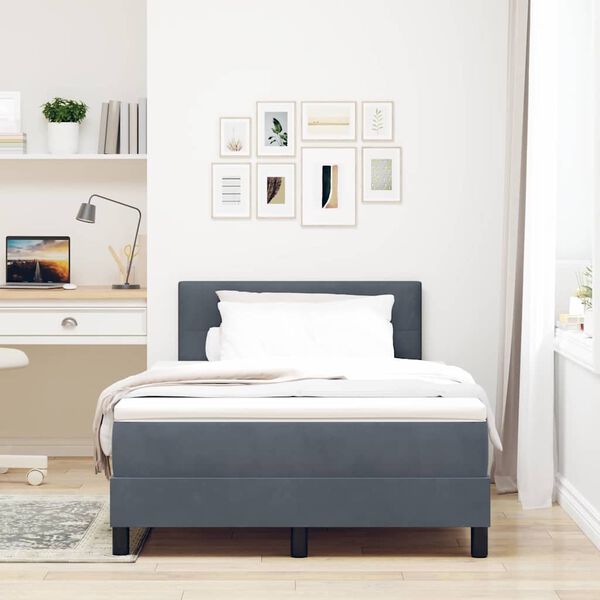 vidaXL Lit &agrave; ressorts avec matelas Gris fonc&eacute; 120 x 200 cm Velours