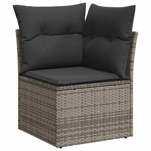 vidaXL Salon de jardin 6 pcs avec coussins gris r&eacute;sine tress&eacute;e