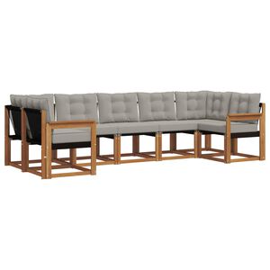 vidaXL Ensemble de canap&eacute;s d'ext&eacute;rieur 7 pc Gris Naturel et Clair