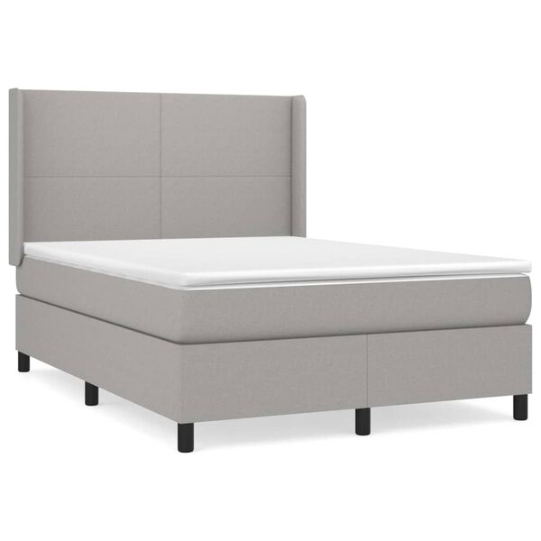 vidaXL Sommier &agrave; lattes de lit avec matelas Gris clair 140x190cm Tissu