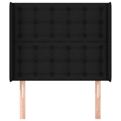 vidaXL Tête de lit avec oreilles Noir 103x16x118/128 cm Tissu