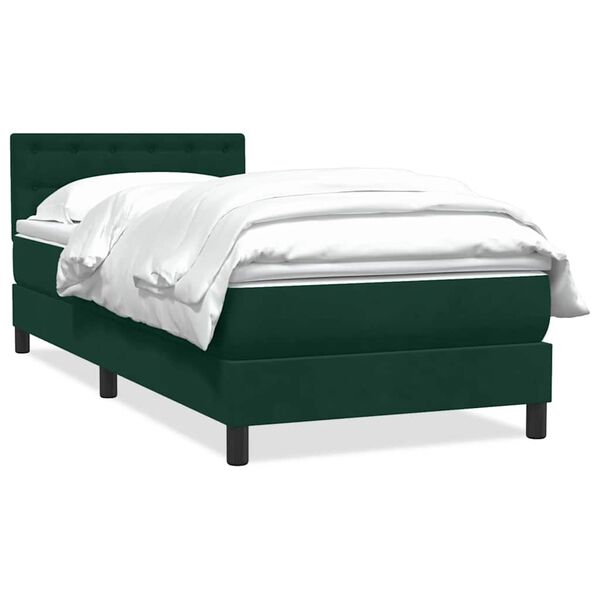 vidaXL Sommier &agrave; lattes de lit et matelas vert fonc&eacute; 90x220 cm velours