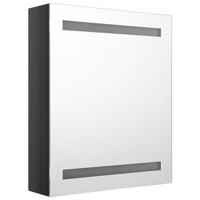 vidaXL Armoire de salle de bain à miroir LED noir brillant 50x14x60 cm