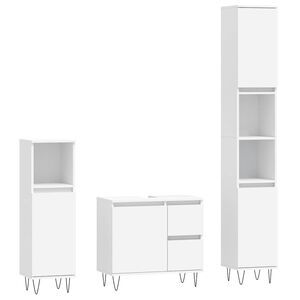 vidaXL Ensemble de meubles salle de bain 3 pcs blanc bois d'ing&eacute;nierie