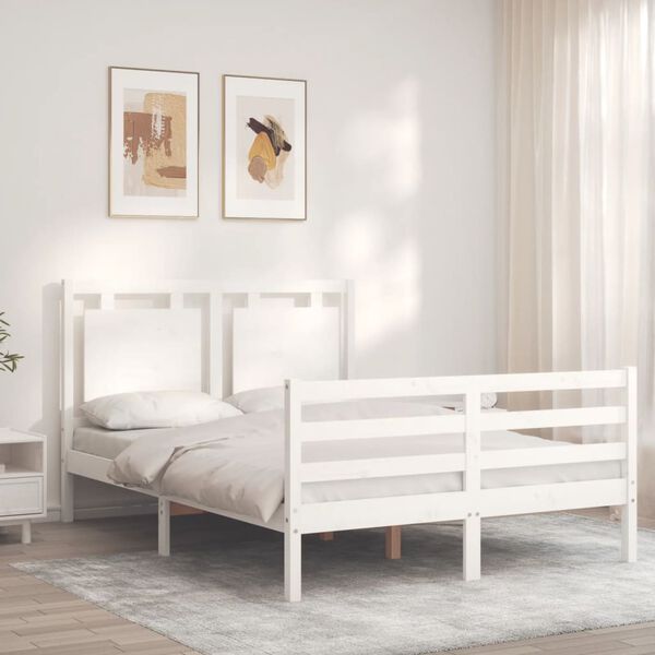 vidaXL Cadre de lit sans matelas blanc 120x200 cm bois massif