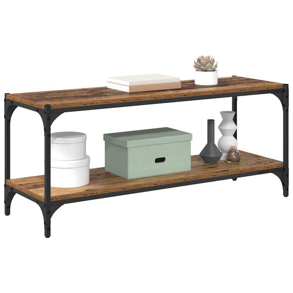 vidaXL Meuble TV Bois Ancien 100x33x41cm Bois d'ing&eacute;nierie et fer