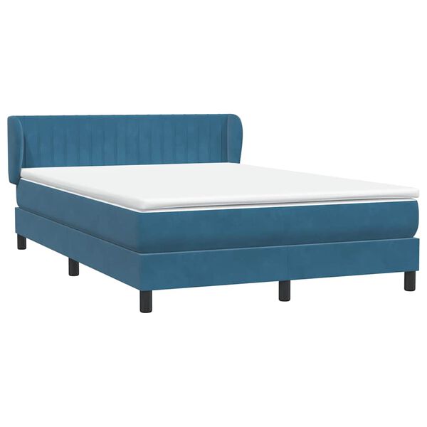 vidaXL Sommier &agrave; lattes de lit et matelas bleu fonc&eacute; 140x210cm velours
