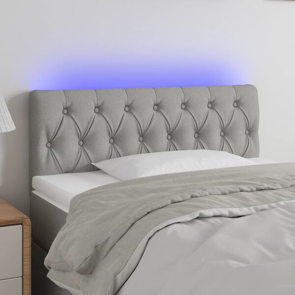vidaXL T&ecirc;te de lit &agrave; LED Gris clair 100x7x78/88 cm Tissu
