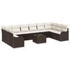 vidaXL Ensemble de canap&eacute; de jardin 11 pc Marron et blanc polyrotin