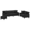 vidaXL Ensemble de canap&eacute;s 3 pcs oreillers et coussins Noir Similicuir