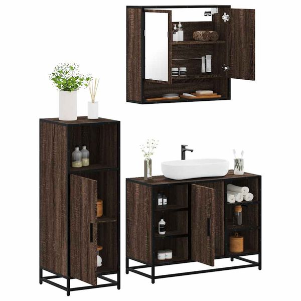 vidaXL Ensemble de meubles de salle de bain 3 pcs Chêne marron