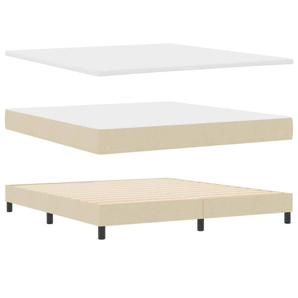 vidaXL Lit &agrave; ressorts avec matelas Cr&egrave;me 200 x 180 cm Polyester