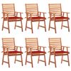 vidaXL Chaises &agrave; manger d'ext&eacute;rieur lot de 6 et coussins Acacia massif