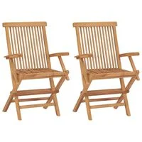 vidaXL Chaises de jardin pliables 2 pcs Bois de teck massif